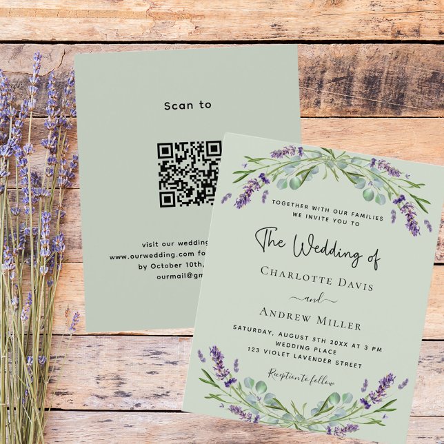 Sage green lavender QR code RSVP budget mariage (Créateur téléchargé)