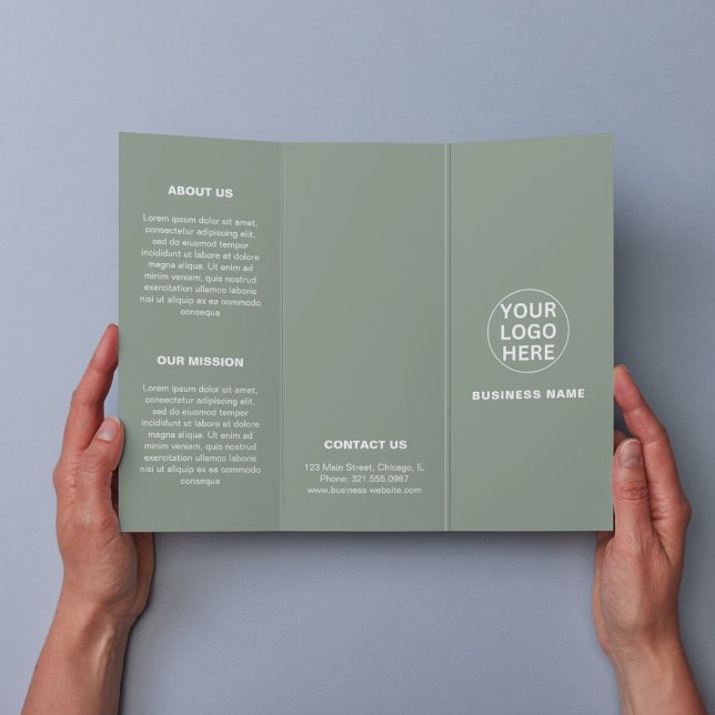 Sage Green Logo & Texte l Business Trifold Brochur (Créateur téléchargé)
