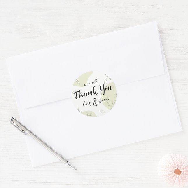 Sage Green Mariage Merci Stickers (Enveloppe)