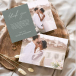 Sage Green Mariage Minimaliste Merci Cartes<br><div class="desc">Cartes de remerciements du Mariage Budget qui ont une photo à l'avant et à l'arrière. Les cartes de remerciement contiennent une typographie de script moderne,  lettrée à la main,  qui sont élégantes,  simples et modernes à utiliser après la célébration du mariage.</div>