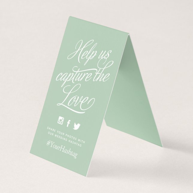 Sage Green Mariage personnalisé Hashtag (Front)
