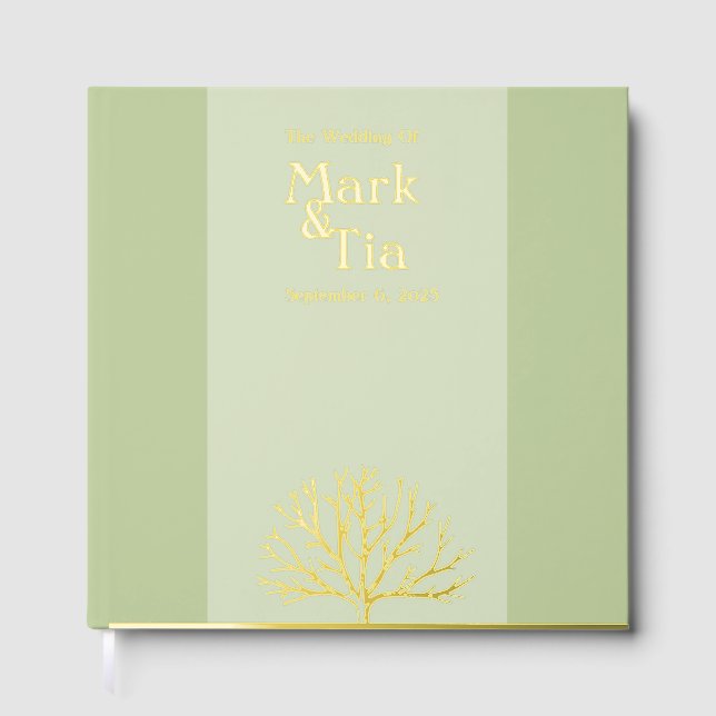 Sage Green Mariage Real Foil Livre d'invité (Recto)