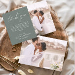 Sage Green Merci Mariage photo minimaliste<br><div class="desc">Cartes de Merci mariage qui ont une photo à l'avant et à l'arrière. Les cartes de remerciement contiennent une typographie de script moderne,  lettrée à la main,  qui sont élégantes,  simples et modernes à utiliser après la célébration du mariage.</div>