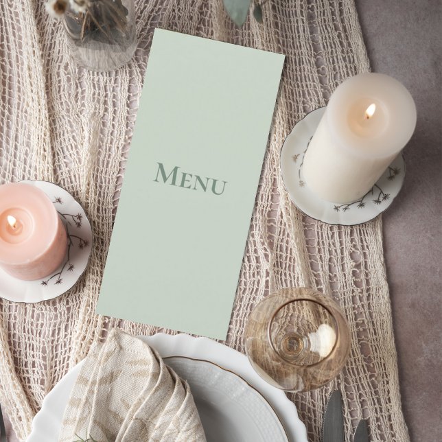 Sage Green Minimalist Wedding Menu Card (Créateur téléchargé)