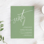 Sage Green Minimaliste 60e anniversaire Invitation<br><div class="desc">*** Veuillez saisir H012 dans la recherche de magasin pour trouver tous les articles correspondants *** Ou visitez notre collection minimaliste Sage Green. *** Ce design de haute qualité est facile à customiser pour correspondre à vos couleurs, styles et thèmes mariages. Pour plus de personnalisation, cliquez sur le lien "Modifier...</div>