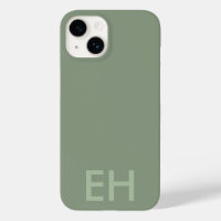 Sage Green Minimaliste, Coque Initiales Monochroma