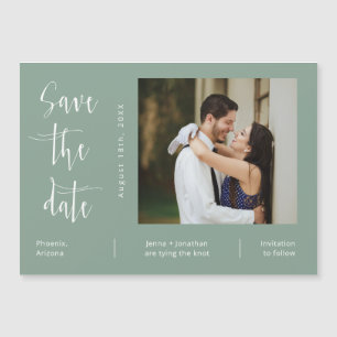 Sage Green Minimaliste Enregistrer la date Magnet