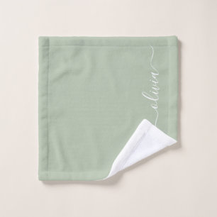 Sage Green Modern Script Girl Monogramme Nom