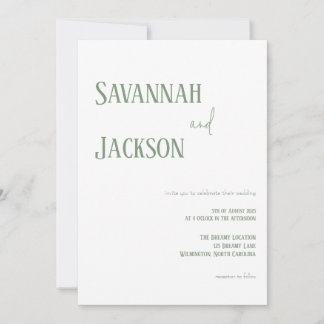 Sage Green Moderne Élégant Mariage Invitation
