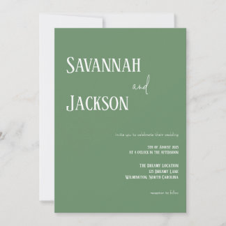 Sage Green Moderne Élégant Mariage Invitation