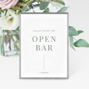 Sage Green Moderne élégant Mariage Open Bar Signal