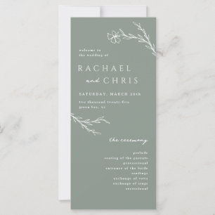 Sage Green Moderne Floral Programme de mariage bot