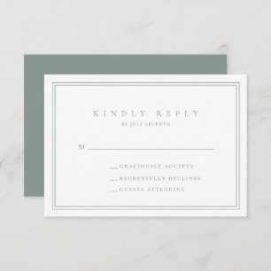 Sage Green Moderne Minimaliste Mariage Carte RSVP