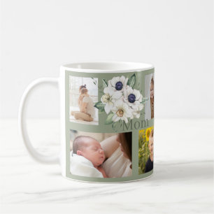 Sage Green Mom Photo Collage Café Mug
