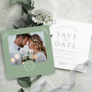 Sage Green Monogramme Mariage Enregistrer La Carte