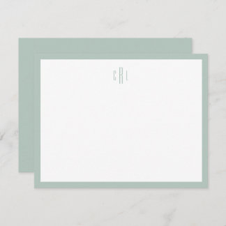 Sage Green Monogramme Papier à lettres Merci Carte