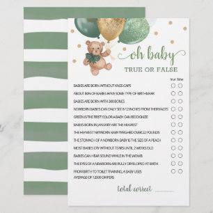 Sage Green Oh Bébé Vrai Ou Faux Jeu Teddy Ours