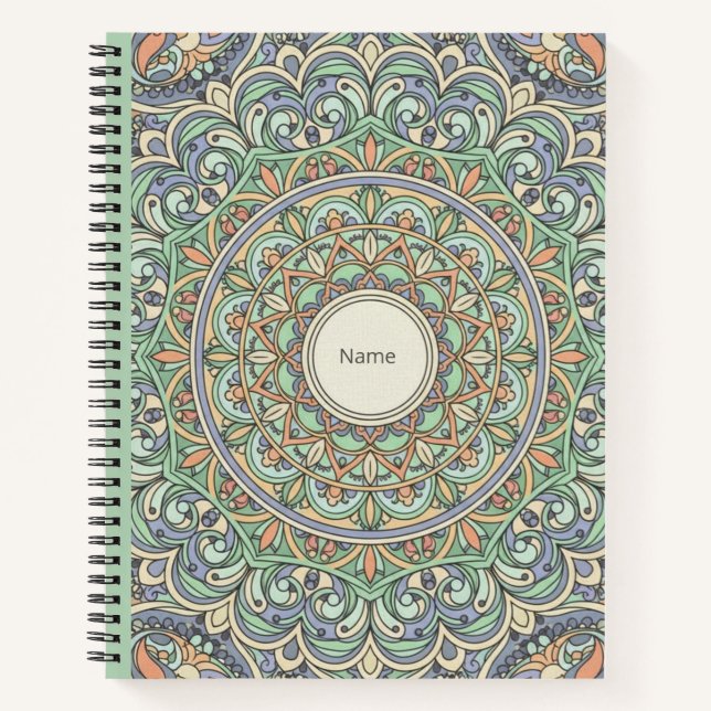 Sage Green & Peach Pastel Mandala Nooracle Journal (Devant)