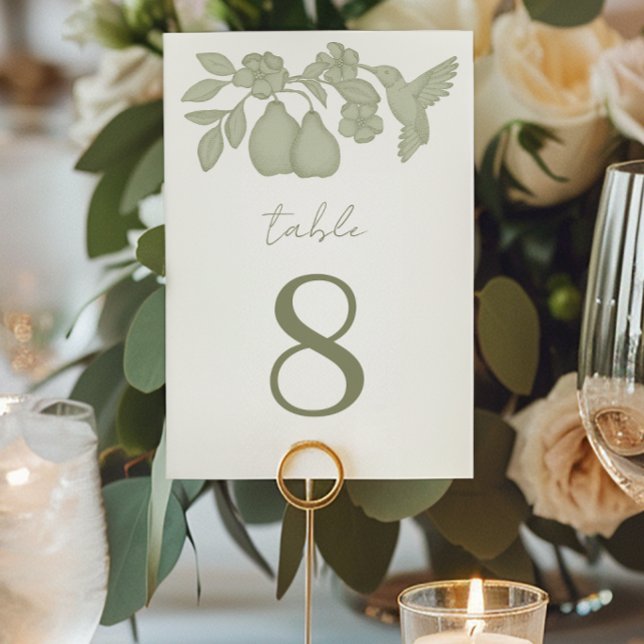 Sage Green Perfect Pear Mariage Numéro de table (Table Number)