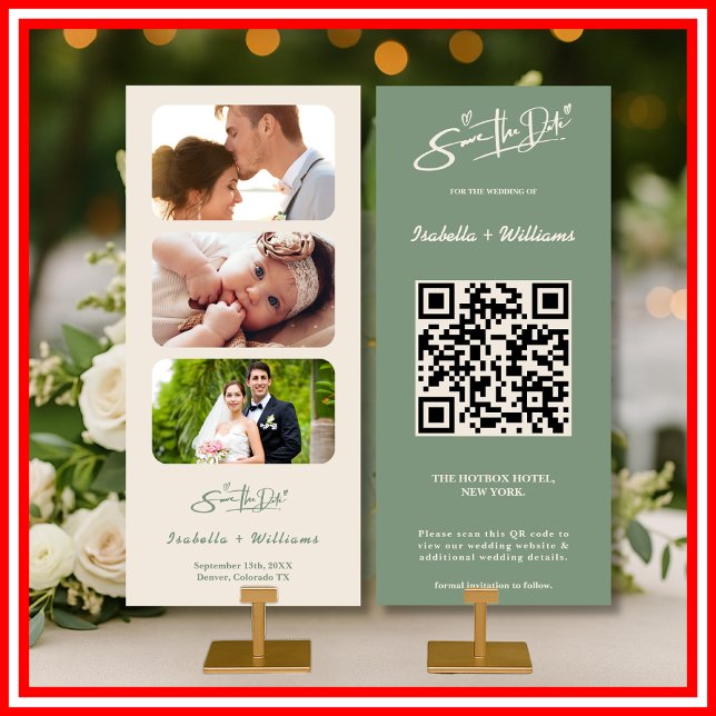 Sage Green Photo Mariage Code QR Enregistrer La Da (Créateur téléchargé)