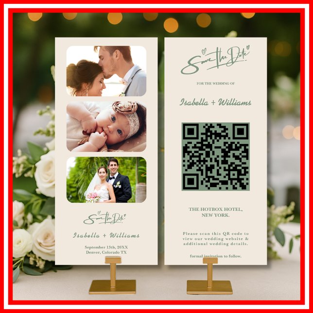 Sage Green Photo Mariage Code QR Enregistrer La Da (Créateur téléchargé)