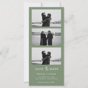 Sage Green Photo Strip QR Code Enregistrer la date