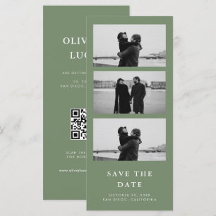 Sage Green Photo Strip QR Code Mariage