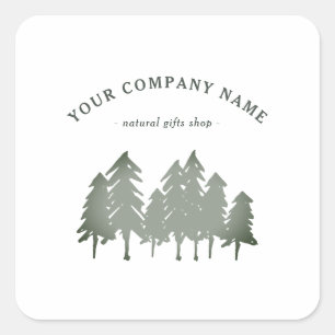 Sage Green Pine Trees Logo Autocollant Carré perso