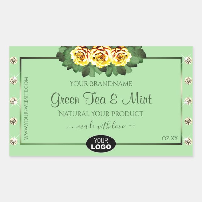 Sage Green Produit Étiquette Jaune Roses Bijoux Lo (Devant)