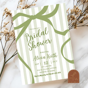 Sage Green Quirky Stripes Invitation de douche nup