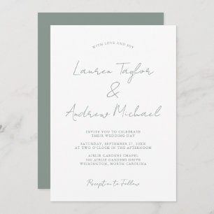Sage Green Romantique Faire-part de mariage modern