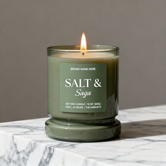 Sage Green Salt & Saga Custom Candle Label Sticker (Créateur téléchargé)