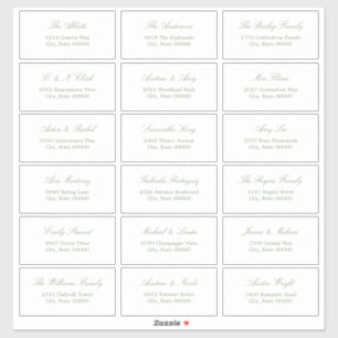 Sage Green Script 18 Étiquettes de adresse invités