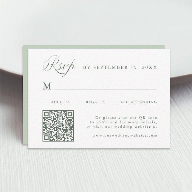 Sage Green Stylish Calligraphy Script Wedding RSVP (Créateur téléchargé)