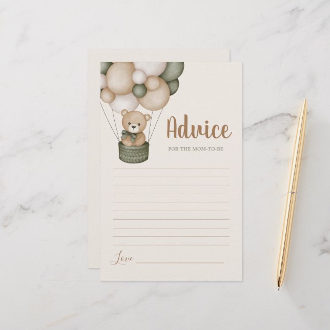 Sage Green Teddy Bear Conseils pour maman d'être c (Devant/Arrière en situation)