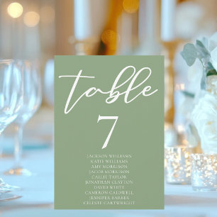 Sage Green Typographie Mariage Carte de table w No