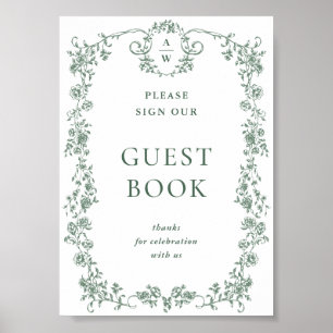 Sage Green Victorian Ornate Grace Livre d'or