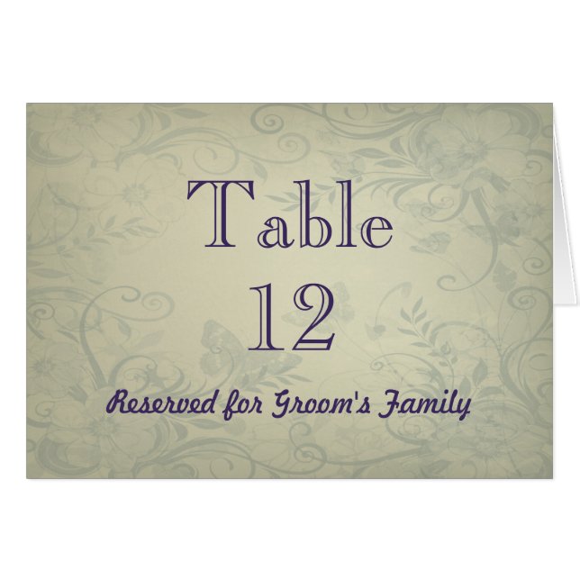Sage Green Vintage Wedding Numéro de table (Devant Horizontal)