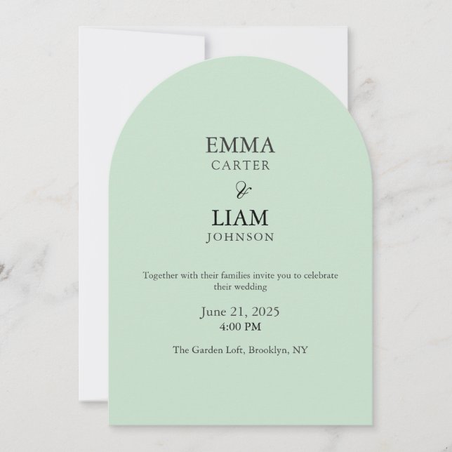 Sage Green Wedding Invitation Minimal Elegant (Devant)