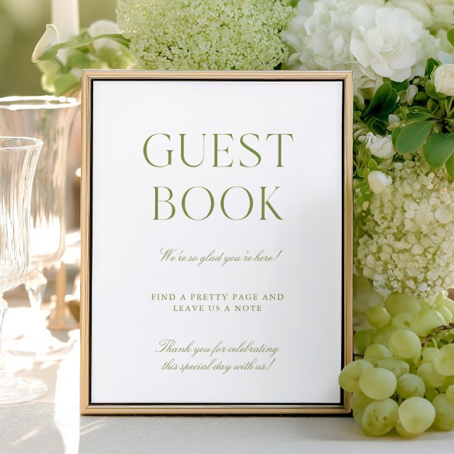 Sage Green & White Mariage Livre d'or (Sage Green & White Wedding Guest Book Sign)
