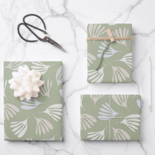 Sage Green Wisp Feuilles Motif Abstrait moderne