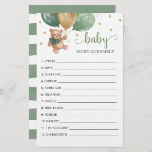 Sage Green Word Scramble Jeu Teddy Bear