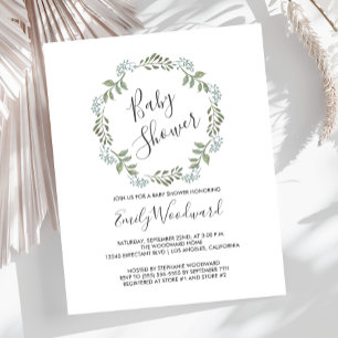 Sage Green Wreath Baby shower Invitation
