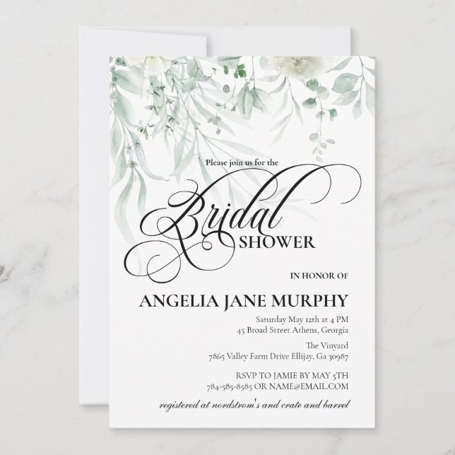 Sage Greenery Bridal Shower Invitation (Devant)