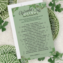 Sage Greenery Bridal Shower Would She Rather Game