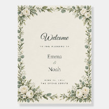 Sage Greenery Fleurs Blanches Mariage Bienvenue