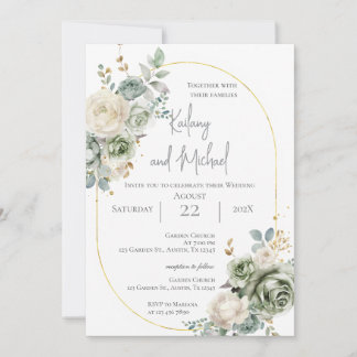 Sage Greenery Wedding Invitation