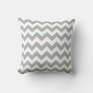 Sage Grey et blanc Chevron Zig Zag Coussin