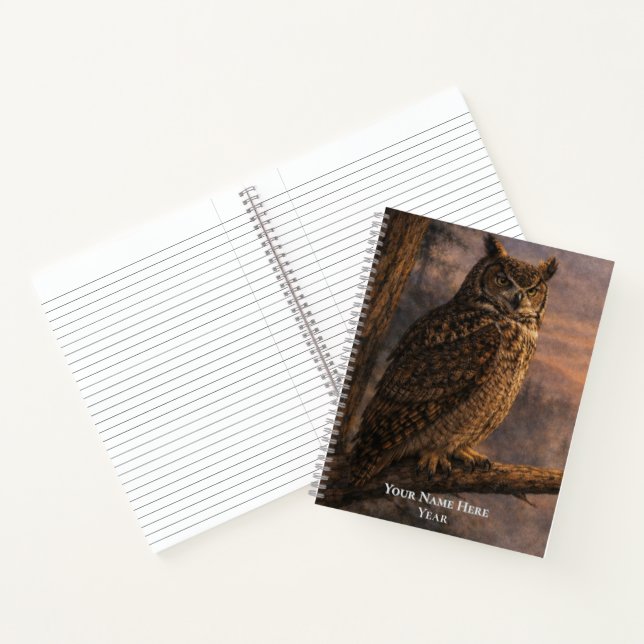 Sage Hibou de la Forêt – Grand Cahier (Intérieur)