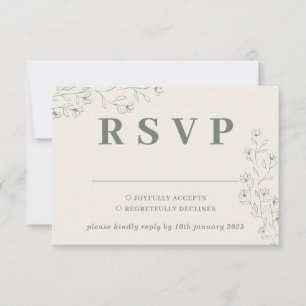Sage ivoire Beige Minuscule Floral Mariage Réponse